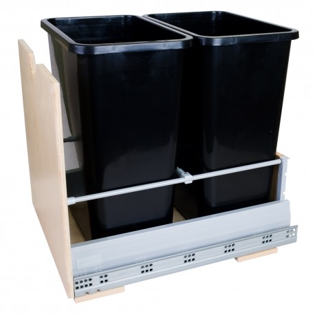 Preassembled 35-Quart Double Pullout Waste Container System 