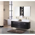 Portland 61" Double Sink - Wall Mount Vanity Set in Espresso