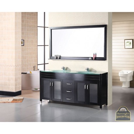 Waterfall 60" Double Sink Vanity Set in Espresso