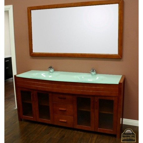 Waterfall 72" Double Sink Vanity Set in Honey Oak