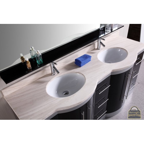 Jade 72" Double Sink Vanity Set in Espresso w/ Travertine Top