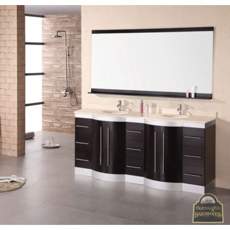 Jade 72" Double Sink Vanity Set in Espresso w/ Travertine Top