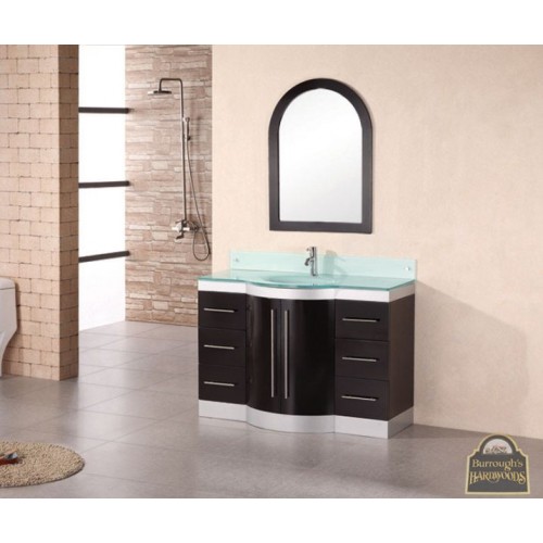 Jade 48" Single Sink Vanity Set in Espresso w/ Glass Top