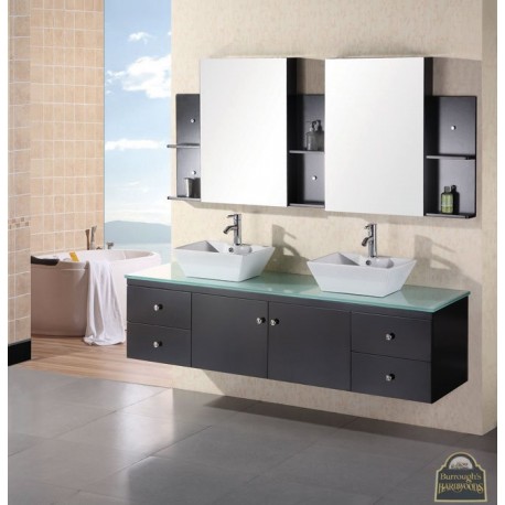 Portland 72" Double Sink - Wall Mount Vanity Set in Espresso