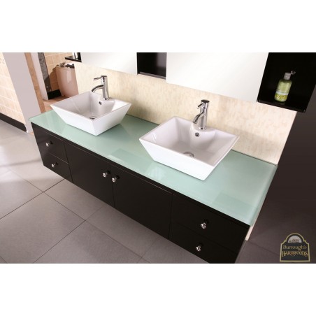 Portland 72" Double Sink - Wall Mount Vanity Set in Espresso