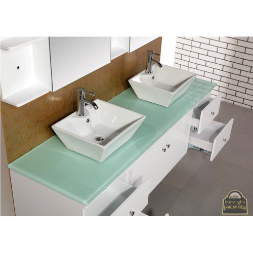 Portland 72" Double Sink - Wall Mount Vanity Set in White