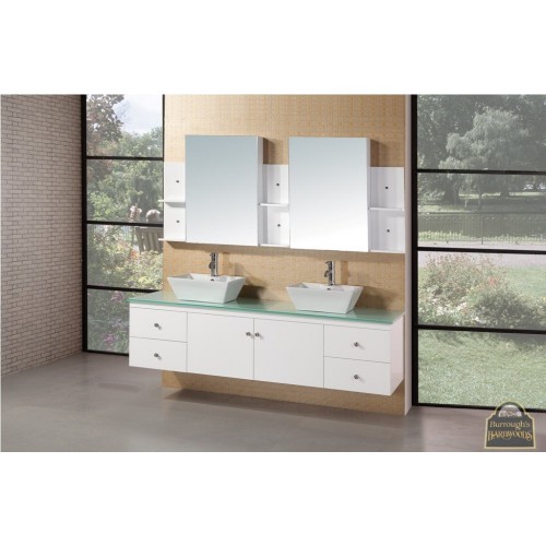 Portland 72" Double Sink - Wall Mount Vanity Set in White