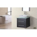 Portland 24" Single Sink - Wall Mount Vanity Set in Espresso w/ Glass Top