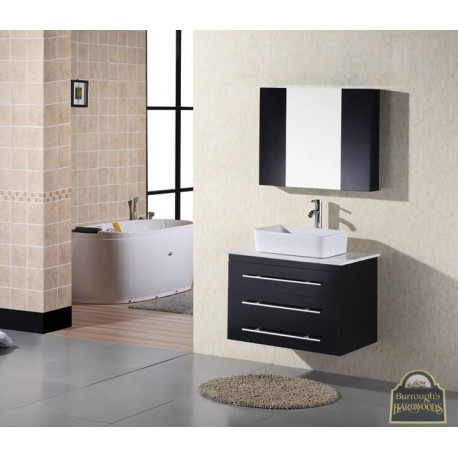 Portland 30" Single Sink - Wall Mount Vanity Set in Espresso