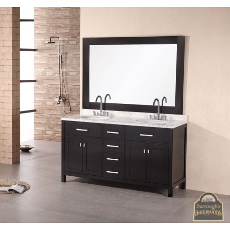 London 61" Double Sink Vanity Set in Espresso