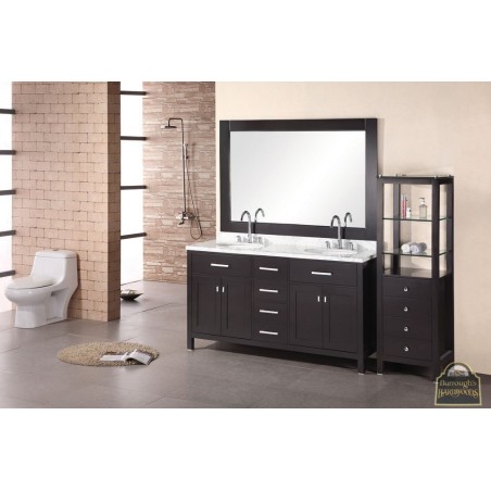 London 61" Double Sink Vanity Set in Espresso