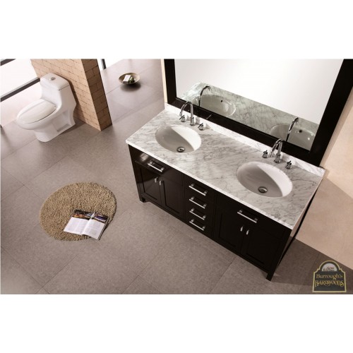 London 61" Double Sink Vanity Set in Espresso