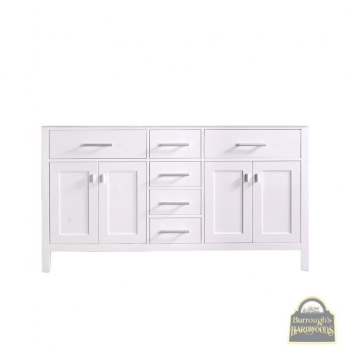 London 61” Double Sink Vanity Set in White