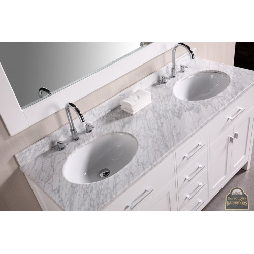 London 61” Double Sink Vanity Set in White