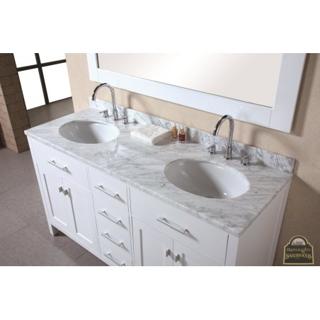 London 61” Double Sink Vanity Set in White