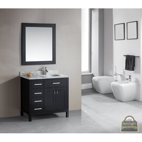 London 36" Single Sink Vanity Set in Espresso Finish with Drawers on the Left
