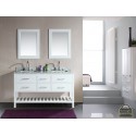 London 61" Double Sink Vanity Set in White with Open Bottom