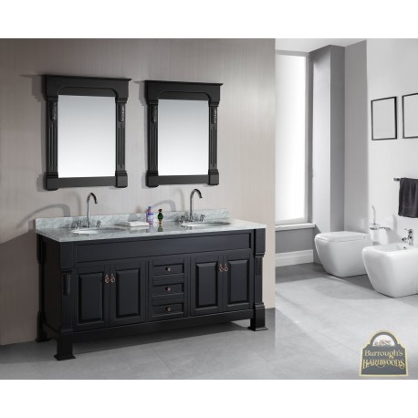 Marcos 72" Double Sink Vanity Set with Carrara White Marble Countertop in Espresso