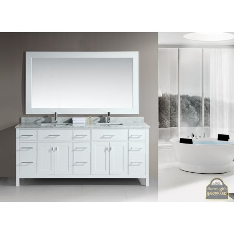 London 78" Double Sink  Vanity Set in White