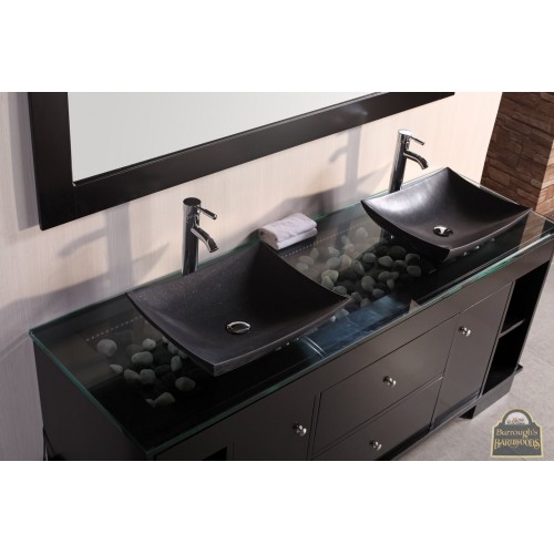 Oasis 72" Double Sink Vanity Set with Decorative Drawer in Espresso