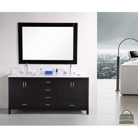 London 72" Double Sink Vanity Set in Espresso