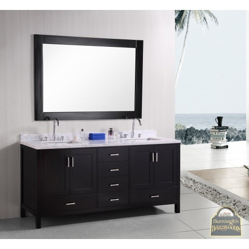 London 72" Double Sink Vanity Set in Espresso