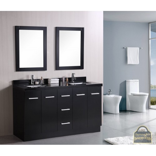 Cosmo 60" Double Sink Vanity Set in Espresso