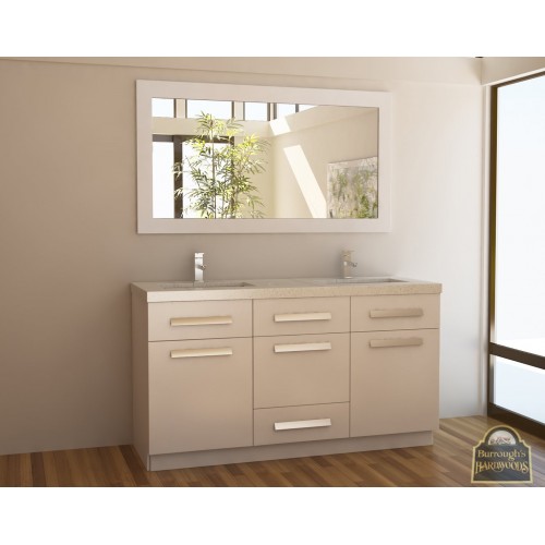 Moscony 60" Double Sink Vanity Set in White