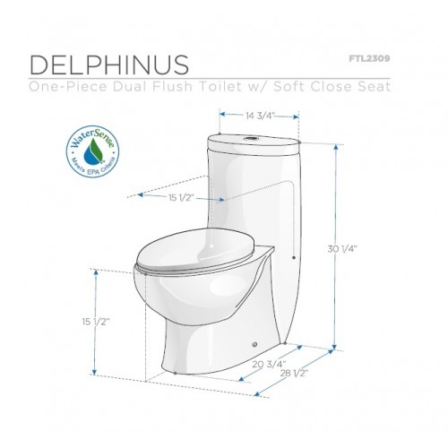 Fresca Delphinus One-Piece Dual Flush Toilet w/ Soft Close Seat