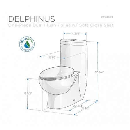 Fresca Delphinus One-Piece Dual Flush Toilet w/ Soft Close Seat