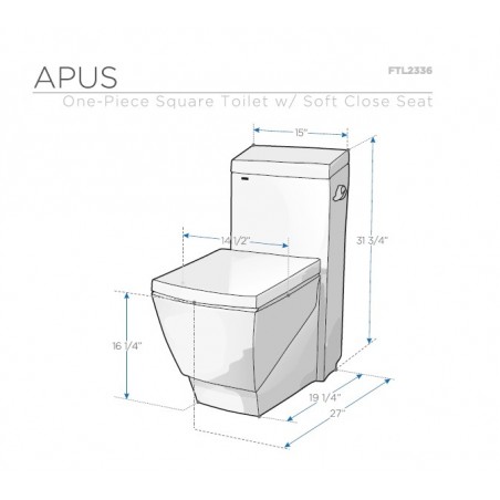 Fresca Apus One-Piece Square Toilet w/ Soft Close Seat