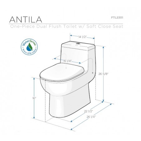 Fresca Antila One-Piece Dual Flush Toilet w/ Soft Close Seat