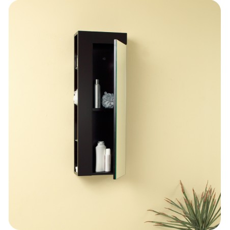 Fresca Espresso Bathroom Linen Side Cabinet w/ Large Mirror Door