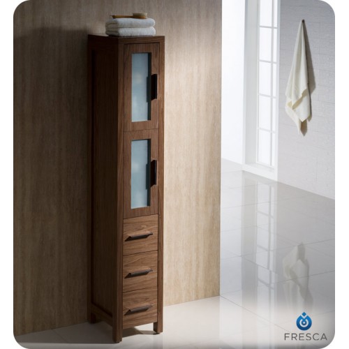 Fresca Torino Walnut Brown Tall Bathroom Linen Side Cabinet