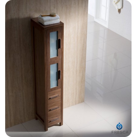 Fresca Torino Walnut Brown Tall Bathroom Linen Side Cabinet