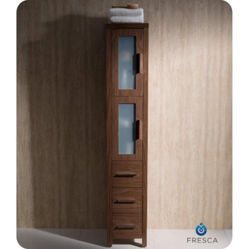 Fresca Torino Walnut Brown Tall Bathroom Linen Side Cabinet