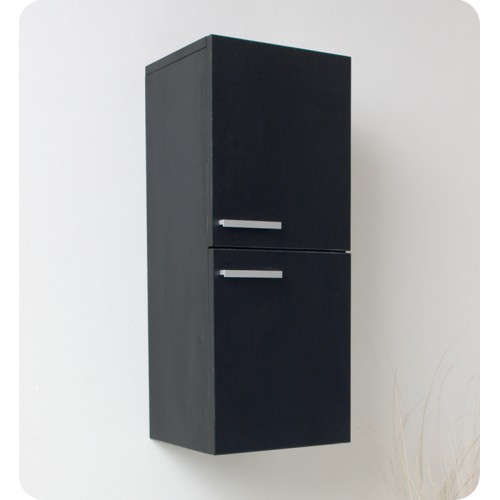 Fresca Black Bathroom Linen Side Cabinet w/ 2 Storage Areas