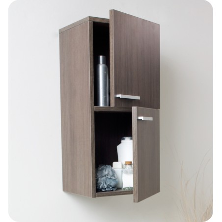 Fresca Gray Oak Bathroom Linen Side Cabinet w/ 2 Storage Areas