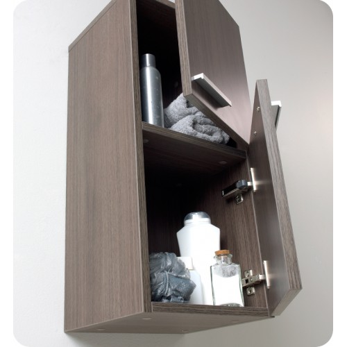 Fresca Gray Oak Bathroom Linen Side Cabinet w/ 2 Storage Areas