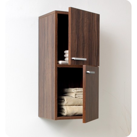 Fresca Walnut Bathroom Linen Side Cabinet w/ 2 Storage Areas