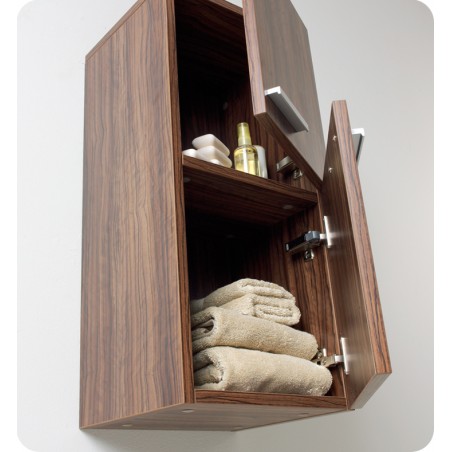 Fresca Walnut Bathroom Linen Side Cabinet w/ 2 Storage Areas