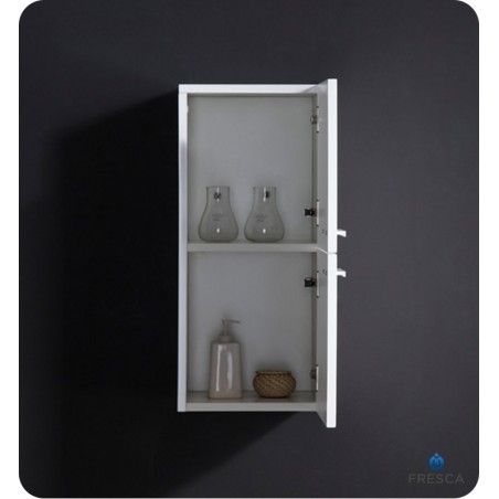 Fresca White Bathroom Linen Side Cabinet w/ 2 Storage Areas
