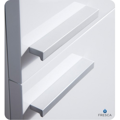 Fresca White Bathroom Linen Side Cabinet w/ 2 Storage Areas