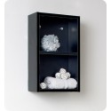 Fresca Black Bathroom Linen Side Cabinet w/ 2 Open Storage Areas