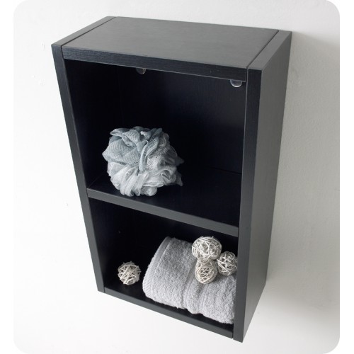 Fresca Black Bathroom Linen Side Cabinet w/ 2 Open Storage Areas