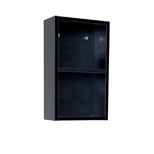 Fresca Black Bathroom Linen Side Cabinet w/ 2 Open Storage Areas