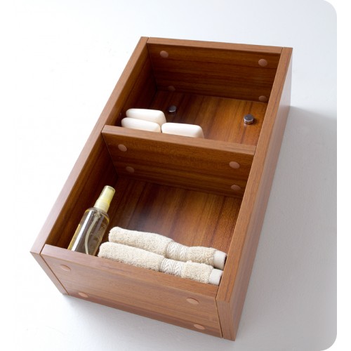 Fresca Teak Bathroom Linen Side Cabinet w/ 2 Open Storage Areas