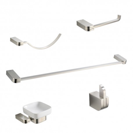 Fresca Solido 5-Piece Bathroom Accessory Set - Brushed Nickel