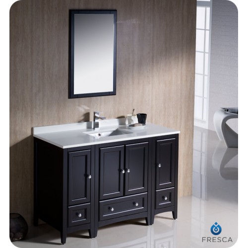 Fresca Oxford 48" Espresso Traditional Bathroom Vanity w/ 2 Side Cabinets