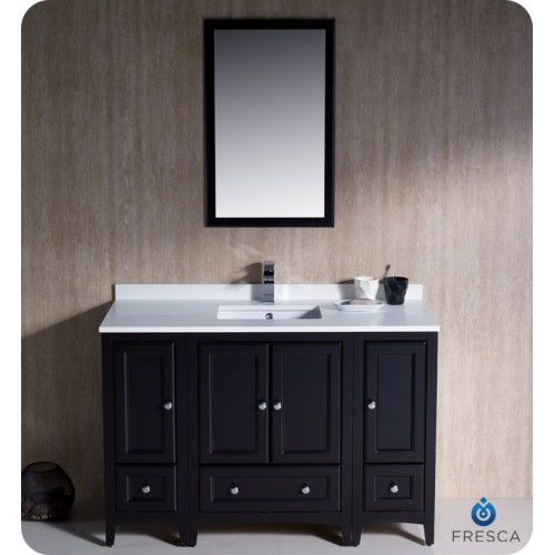 Fresca Oxford 48" Espresso Traditional Bathroom Vanity w/ 2 Side Cabinets